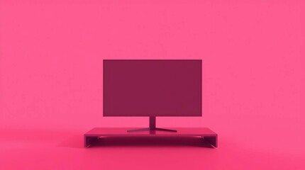 Modern TV on Pink Background.