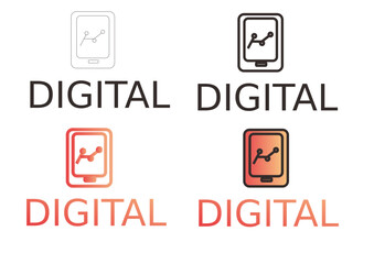 A collection of modern logo designs for a digital agency, featuring a mobile phone icon with a data analytics graph, suitable for technology and finance branding