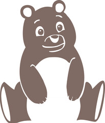 vector sketch illustration silhouette design caricature image of a brown bear sitting
