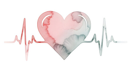 Watercolor Heartbeat with Gradient Heart Shape