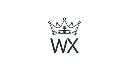 Regal monogram: A logo design featuring a crown above the letters WX in elegant lines