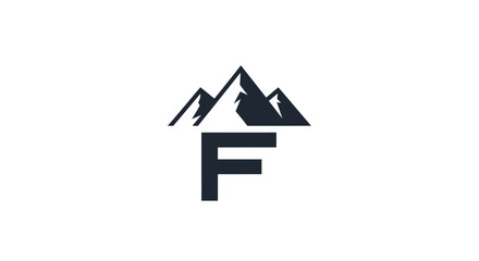 Minimalist logo depicting letter F integrated with mountain range for outdoor brand