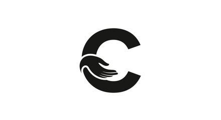 Letter C logo with supportive hand gesture for charity and community engagement