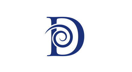 Sophisticated logo design featuring the letter D with a swirling vortex accent in deep blue