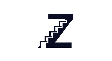 Abstract staircase with letter Z, logo design concept featuring minimalist architecture and upward