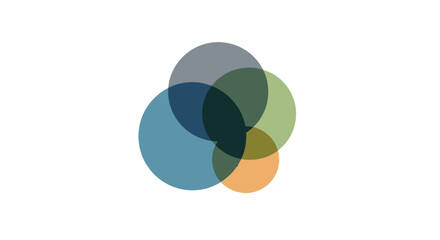 Overlapping circles with varied transparencies create an appealing geometric arrangement on a