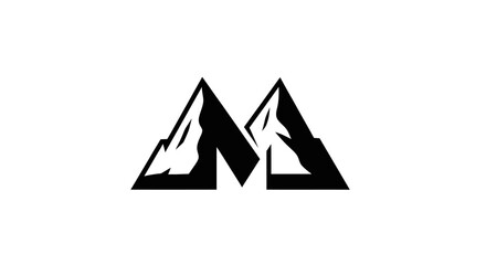 Minimalist logo design featuring stylized mountains forming letter M for outdoor brands