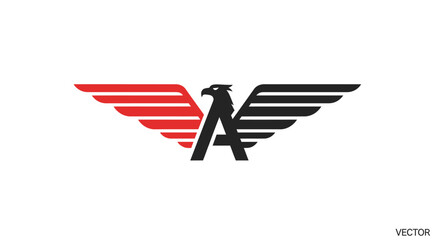 Dynamic logo featuring an eagle with the letter A and striking red and black wings