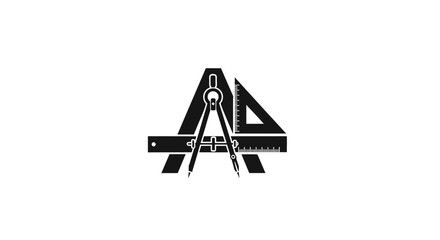 Geometric construction illustration featuring dividers and rulers for precision engineering and