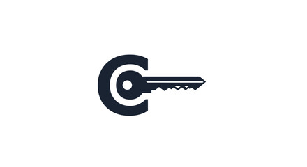 Modern secure access logo design depicting a key elegantly integrated into a target symbol