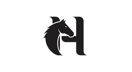 Elegant letter H equestrian logo showcasing power and grace with a horse head design element