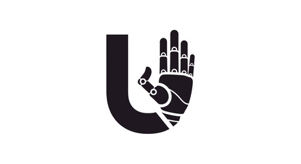 Innovative tech hand forming letter U for cutting edge technology solutions brand