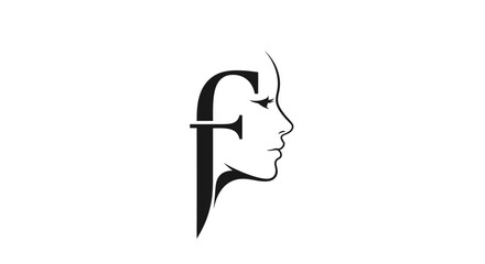 Elegant fusion of letter F and female profile for a sophisticated logo design vision