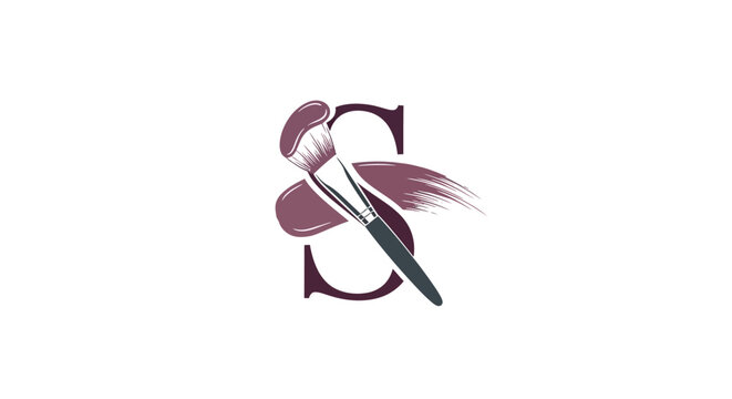 Sophisticated beauty: Elegant 'S' lettermark design featuring a professional makeup brush