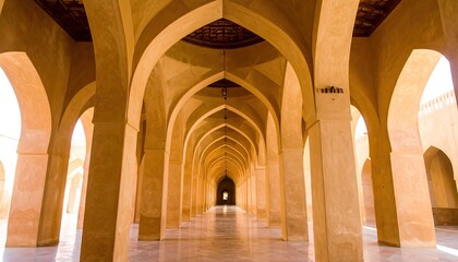 Fototapeta premium Warm Beige Archway Corridor in Ancient Architecture