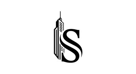 Elegant Letter S logo design with stylized skyscraper element for corporate identity