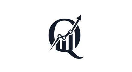 Sophisticated financial growth logo featuring the letter Q and an upward trending graph