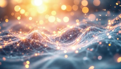 暖かい光と共に波打つデジタルネットワーク