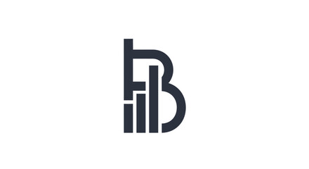 Abstract Letter B Logo Design Composed of Vertical Bars and Fluid Curves Minimalist Shape
