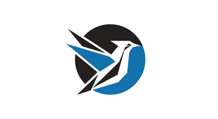 Abstract bird in a circle design with geometric shapes embodying freedom and innovation