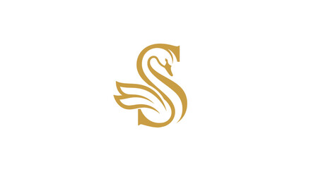 Elegant golden swan logo design featuring stylized letter S for luxury brand identity creation © Alis