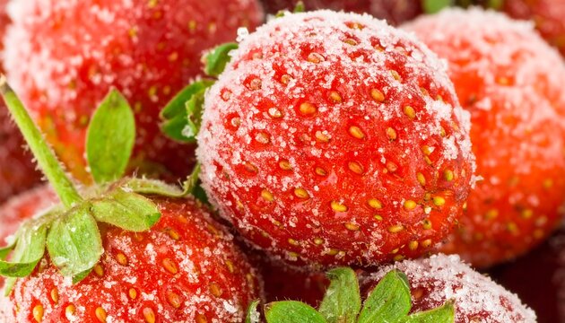 Frozen strawberries close-up - Powered by Adobe