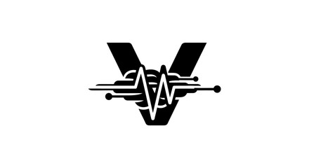 Obraz premium A unique and distinctive letter 'V' logo design blending technology and modern digital elements