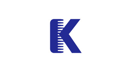 Creative and modern letter K logo featuring a comb, ideal for branding beauty or salon related