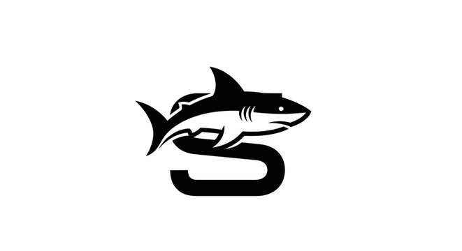Elegant shark and letter S logo design combining the power and sophistication emblem
