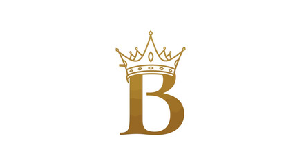 Elegant golden 'B' letter with a regal crown signifying luxury and sophistication symbol