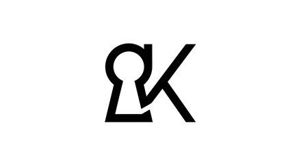 QK monogram logo design featuring a stylized keyhole and letter K, elegant and simple