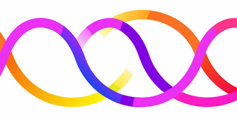 Vibrant gradient double helix dna strand abstract background with white space