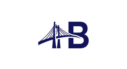 Abstract bridge logo design with initial letter B, symbolizing connectivity and engineering