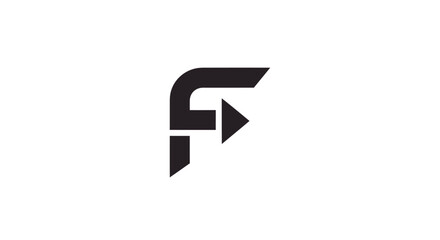 Stylized letter F design with arrow integration, minimalist and modern symbol concept crafted with