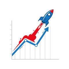 Rocket Launch Growth Chart Vector Illustration