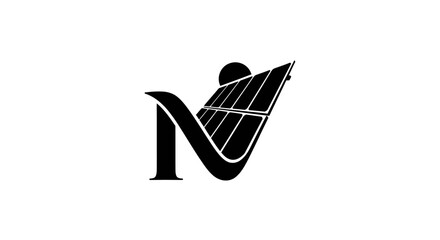 Innovative design integrating solar panel technology with the letter N monogram concept