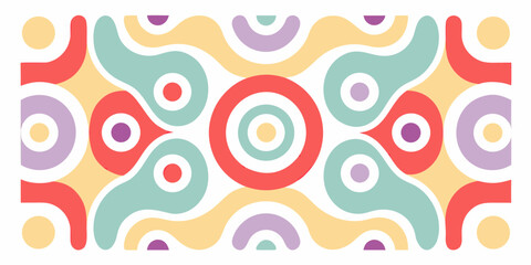 Abstract geometric pattern with organic shapes and pastel colors in a symmetrical design