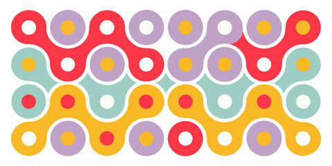 Abstract geometric pattern with interlocking circles and rounded shapes in pastel colors