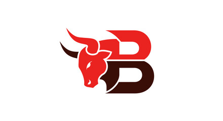 Obraz premium Bold Bull Brand: A striking logo featuring an stylized bull seamlessly integrated with a letter B