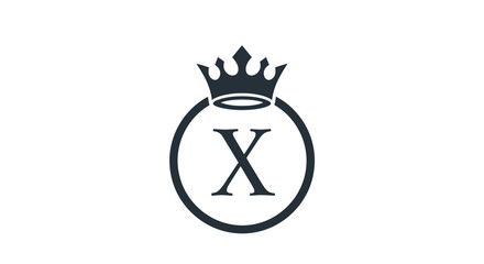 Elegant monogram logo design featuring the letter X adorned with a regal crown emblem