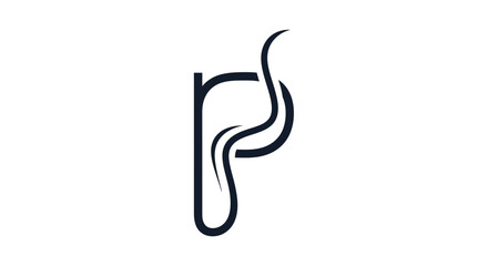 Elegant monogram logo design of letter 'R' and 'P' merging with a flowing line concept