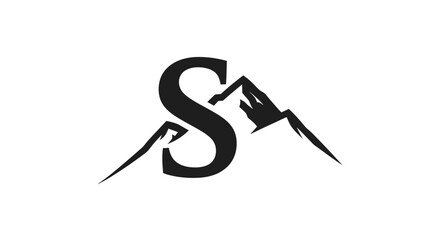 Letter S Mountain Logo Design: A Monogram Combining Typography and Natural Scenery