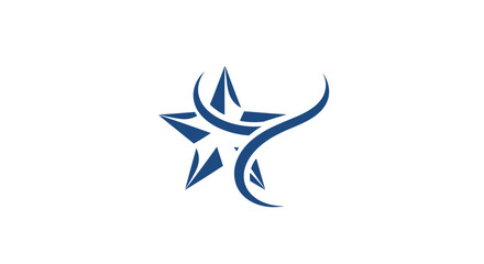 Obraz premium Stylized star with abstract curves for brands, logos, and symbol representations in blue color