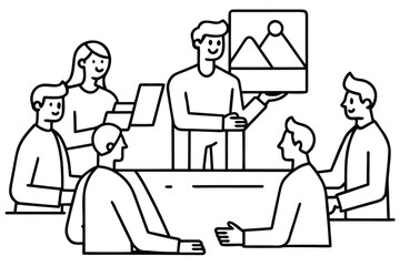 Flat Design Illustration of Online Collaboration and Virtual Teamwork