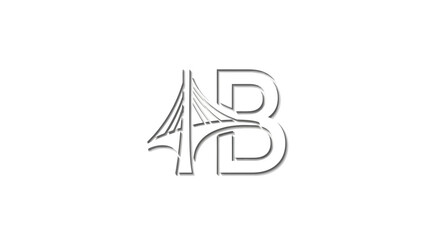 Modern emblem with bridge motif integrated into letterforms and subtle shadow detail