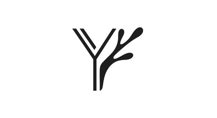 Elegant letter Y logo design intertwining modern typography and organic fluid elements concept