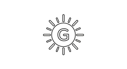 Stylized letter G encapsulated in a radiant sun, representing positivity and growth concept
