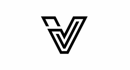 Striking design featuring letter V with interwoven lines creating a bold visual statement