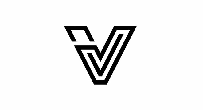 Striking design featuring letter V with interwoven lines creating a bold visual statement