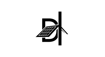 Innovative solar panel integration within a bold initial logo design for sustainable company
